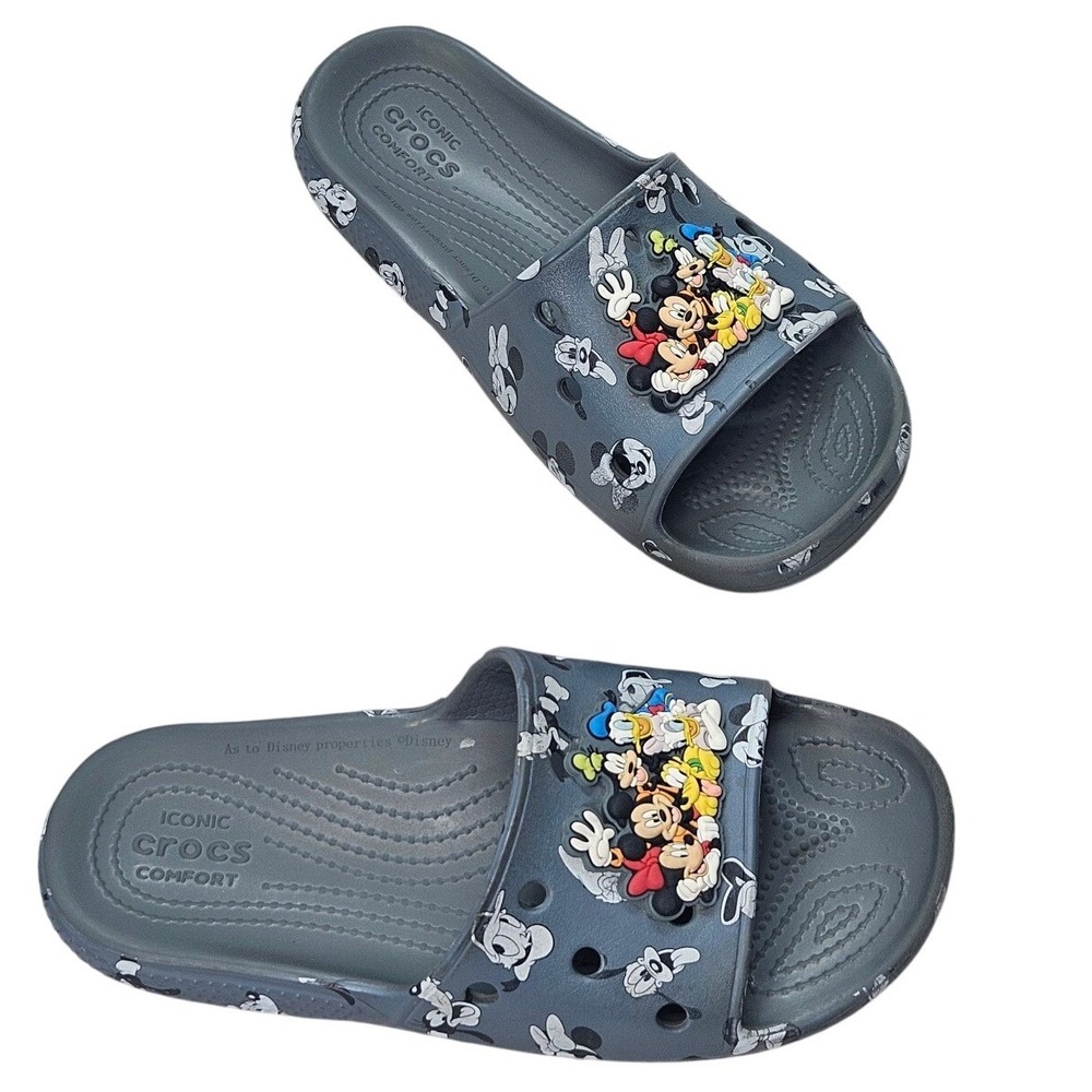 Crocs Disney Crocs Mickey Mouse & Friends Slide‎ Sandals Grey Mens 4 Womens 6